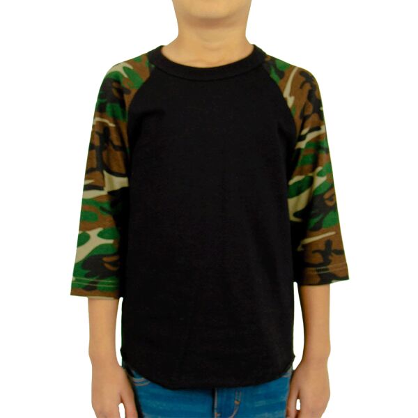 Youth Three-Quarter Sleeve Camo Raglan T-Shirt Thumbnail