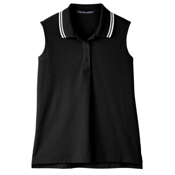 CrownLux Performance® Ladies' Plaited Tipped Sleeveless Polo Thumbnail