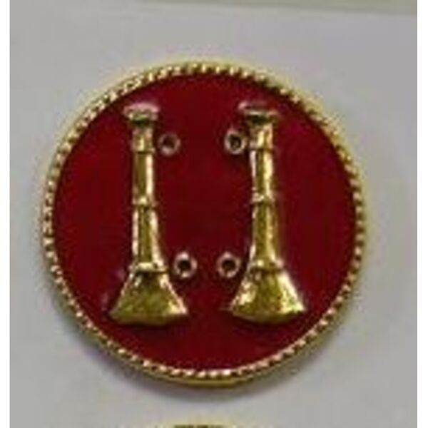 FD Collar Brass: Red Disc, Gold  Rank 2 Parallel Bugle  Thumbnail