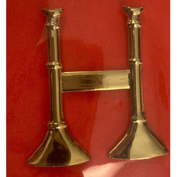 FIRE DEPARTMENT HAT PINS 1 3/4" CUT OUT -  2 PARALLEL BUGLES Screw Back Thumbnail