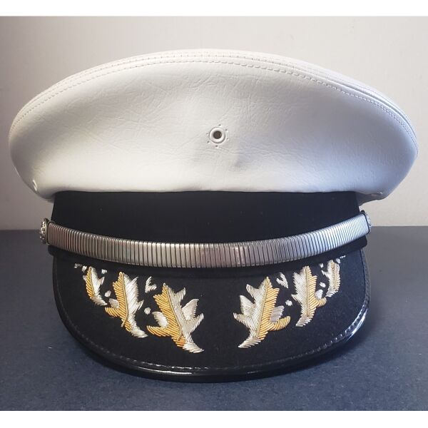 MilitaryAir Force Cap in White Leatherette Velvet Band with Gold with Gold Thumbnail