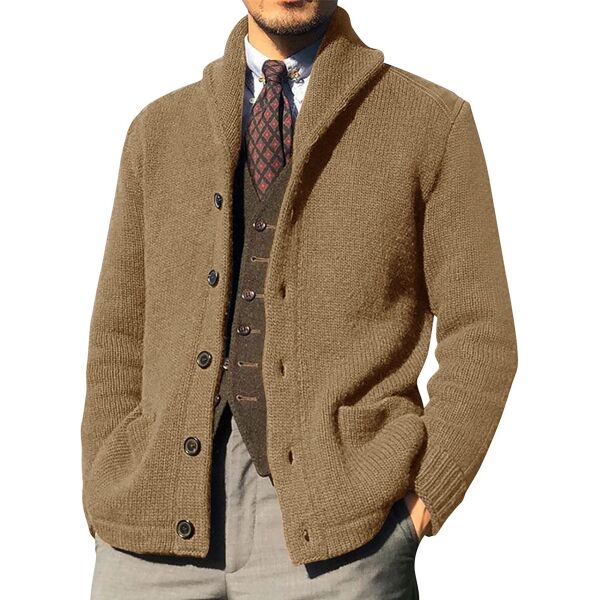Runcati Mens Shawl Collar Cardigan Sweaters Button Down Thumbnail