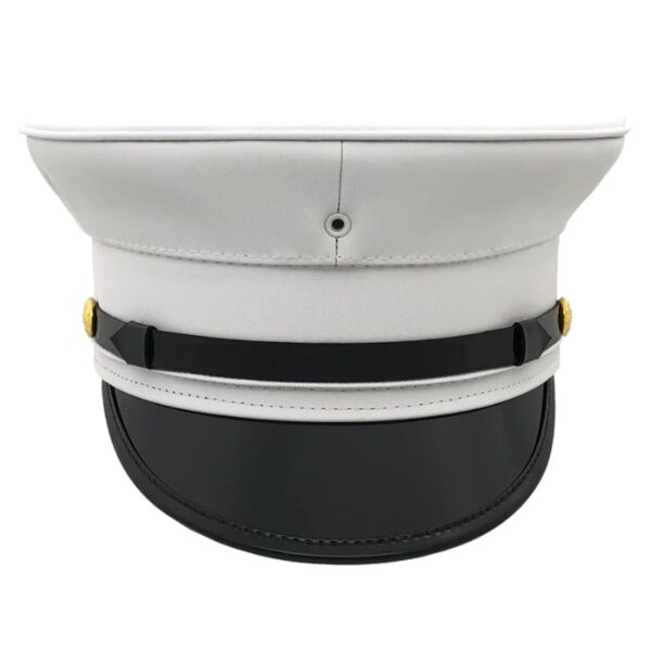 Bell Crown White Leatherette Solid Cap Thumbnail