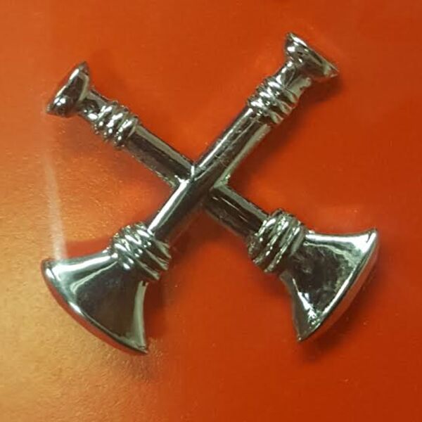 1 3/4" Hat Pin 2 Cross Bugle Gold Clutch Back  Thumbnail