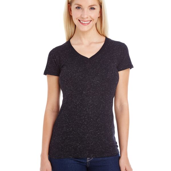 J America Ladies' Glitter V-Neck T-Shirt Thumbnail