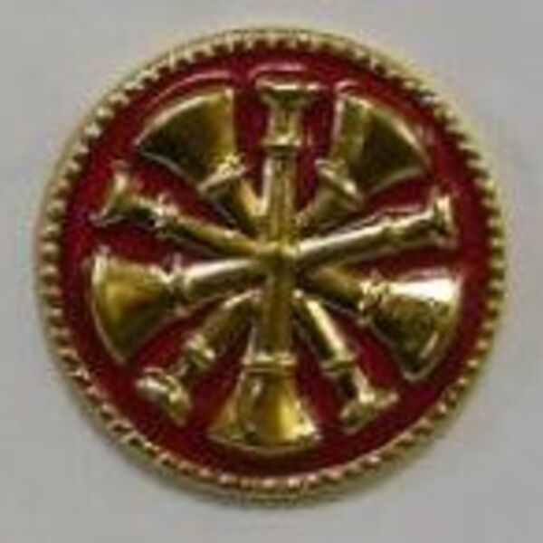 FD Collar Brass: Red Disc, Gold Rank 5 Bugle  Thumbnail