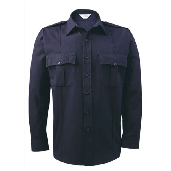 LION Polycotton Bravo Long Sleeve Shirt - Navy Thumbnail