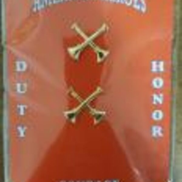 Premier Emblem Bugles 2 crossed gold collar pin Thumbnail