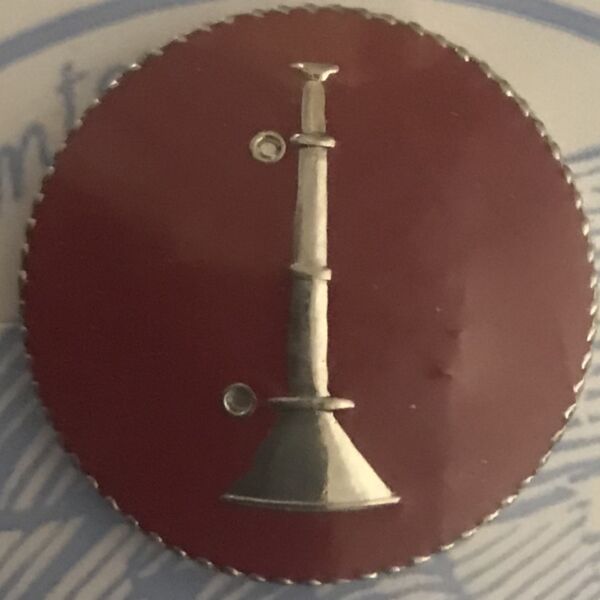 Blackinton Silver Red Enamel 1 Bugle Collar Pin Pair Thumbnail