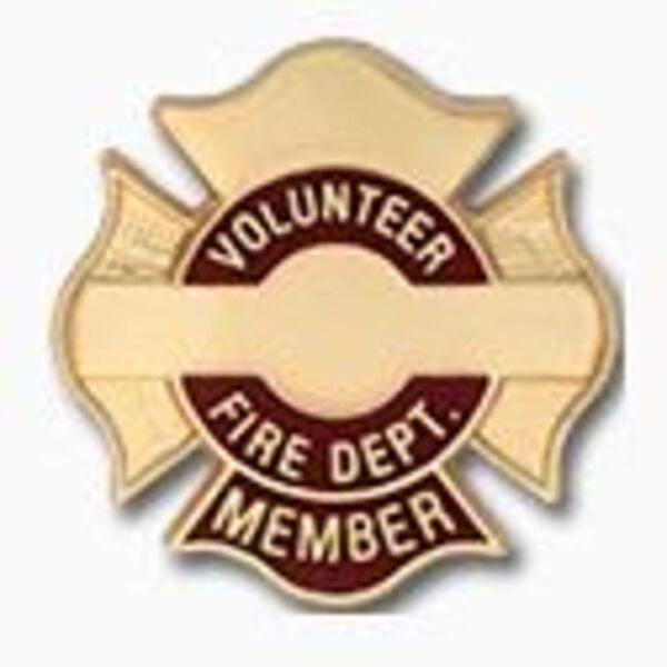 Volunteer Fire Dept. Maltese Cross Member Pin with engravable center panel and years of service on top Thumbnail